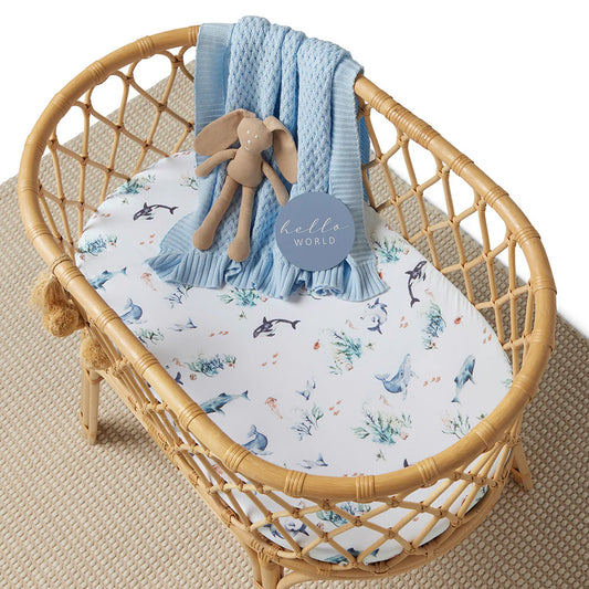 Snuggle Hunny Ocean Organic Bassinet Sheet / Change Pad Cover