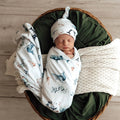 Snuggle Hunny - Ocean Organic Jersey Wrap & Beanie Set