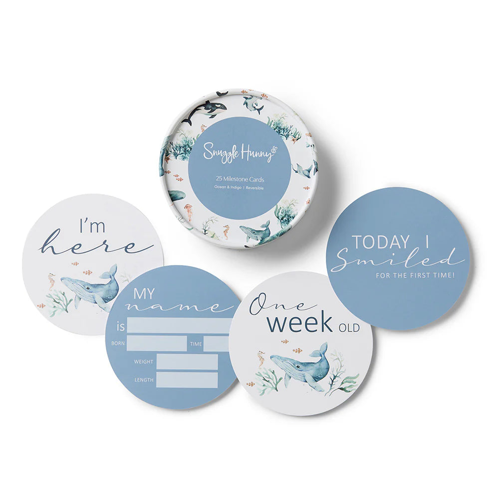 Snuggle Hunny - Ocean & Indigo Reversible Milestone Cards