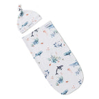 Snuggle Hunny - Ocean Organic Snuggle Swaddle & Beanie Set