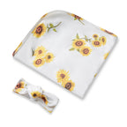 Snuggle Hunny Sunflower Organic Jersey Wrap & Topknot Set