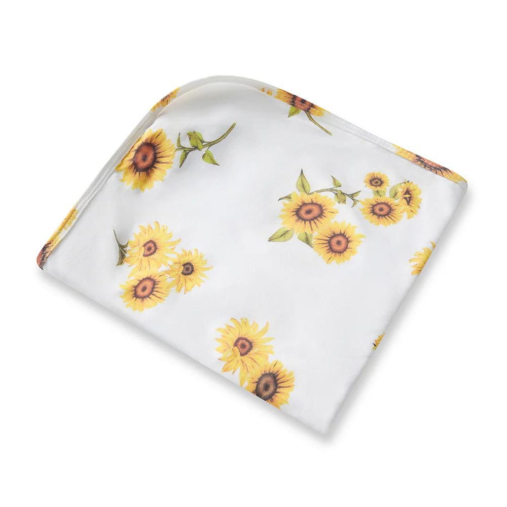 Snuggle Hunny Sunflower Organic Jersey Wrap & Topknot Set