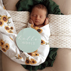 Snuggle Hunny Sunflower Organic Jersey Wrap & Topknot Set