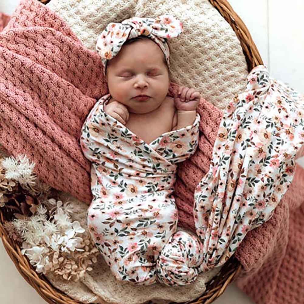 Snuggle Hunny Organic Jersey Wrap Set - Spring Floral