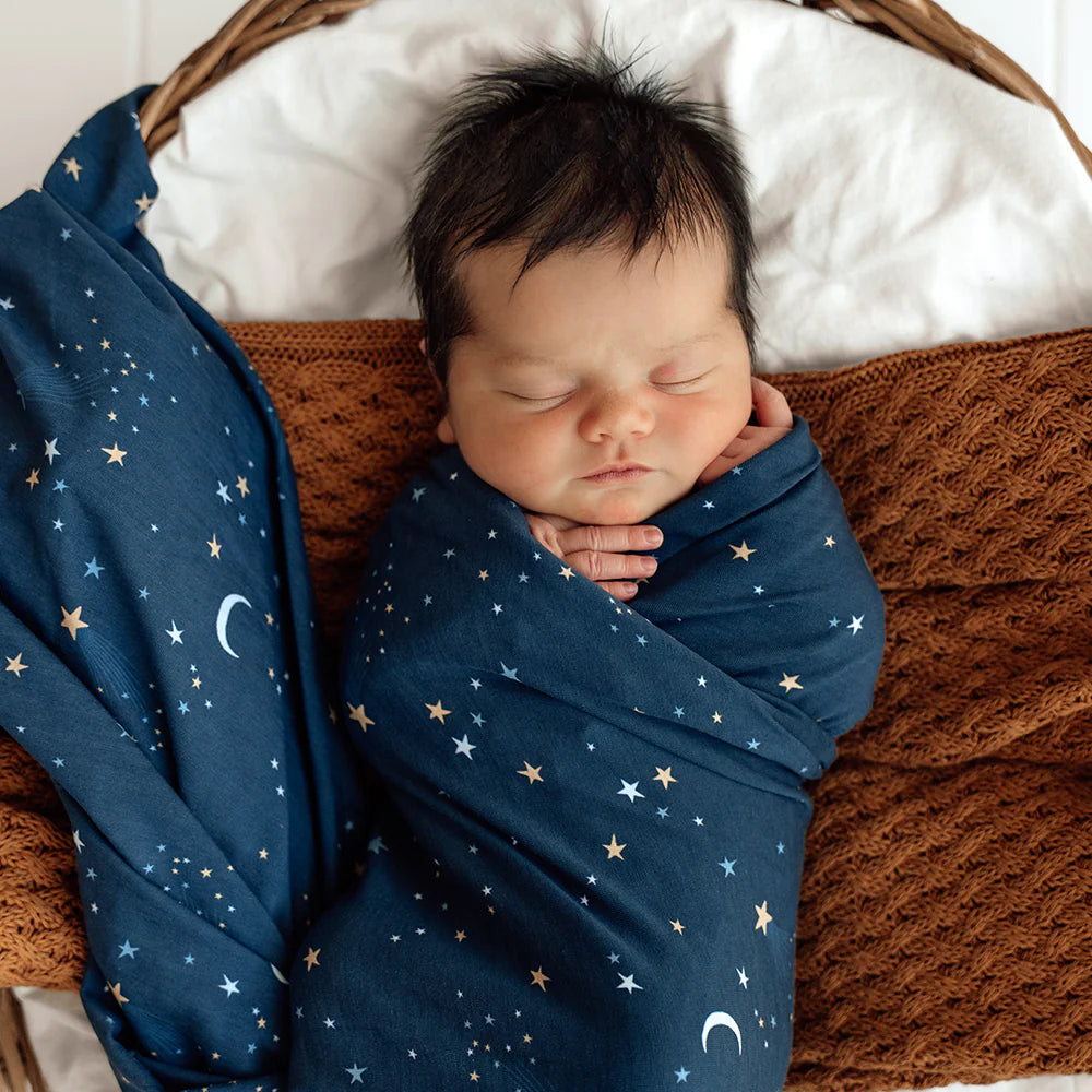 Snuggle Hunny Starry Night Organic Jersey Wrap & Beanie Set