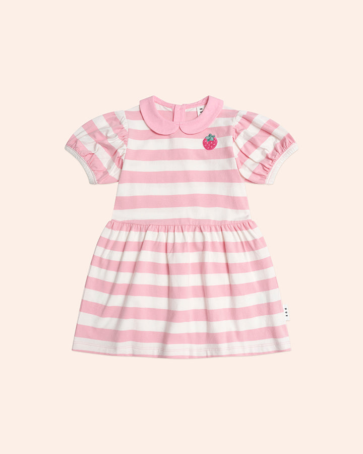 Huxbaby Strawberry Stripe Puff Sleeve Dress