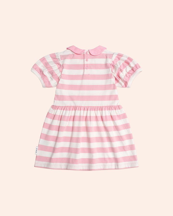 Huxbaby Strawberry Stripe Puff Sleeve Dress