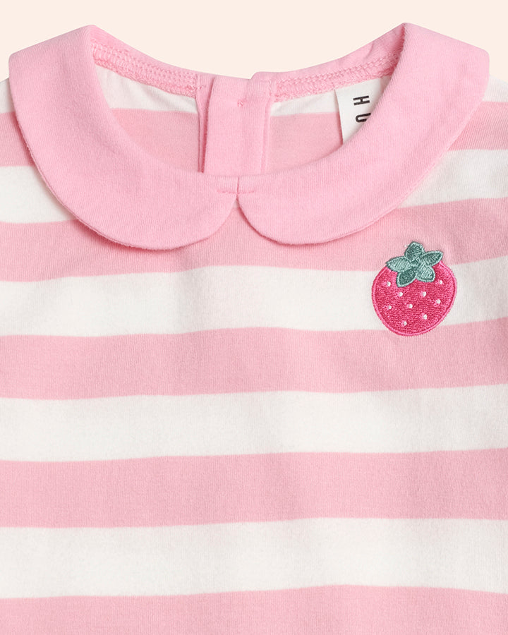 Huxbaby Strawberry Stripe Puff Sleeve Dress