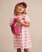 Huxbaby Strawberry Stripe Puff Sleeve Dress