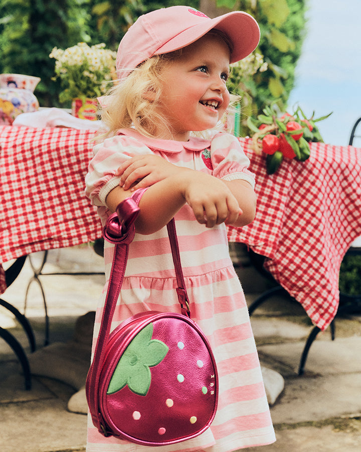 Huxbaby Strawberry Stripe Puff Sleeve Dress