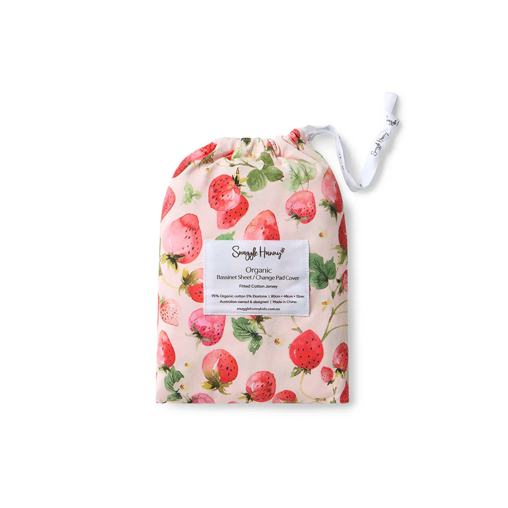 Snuggle Hunny Strawberry Organic Bassinet Sheet / Change Pad Cover