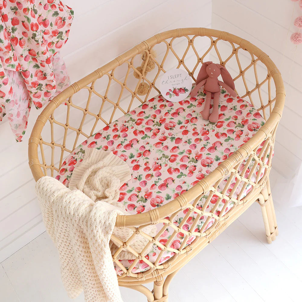 Snuggle Hunny Strawberry Organic Bassinet Sheet / Change Pad Cover