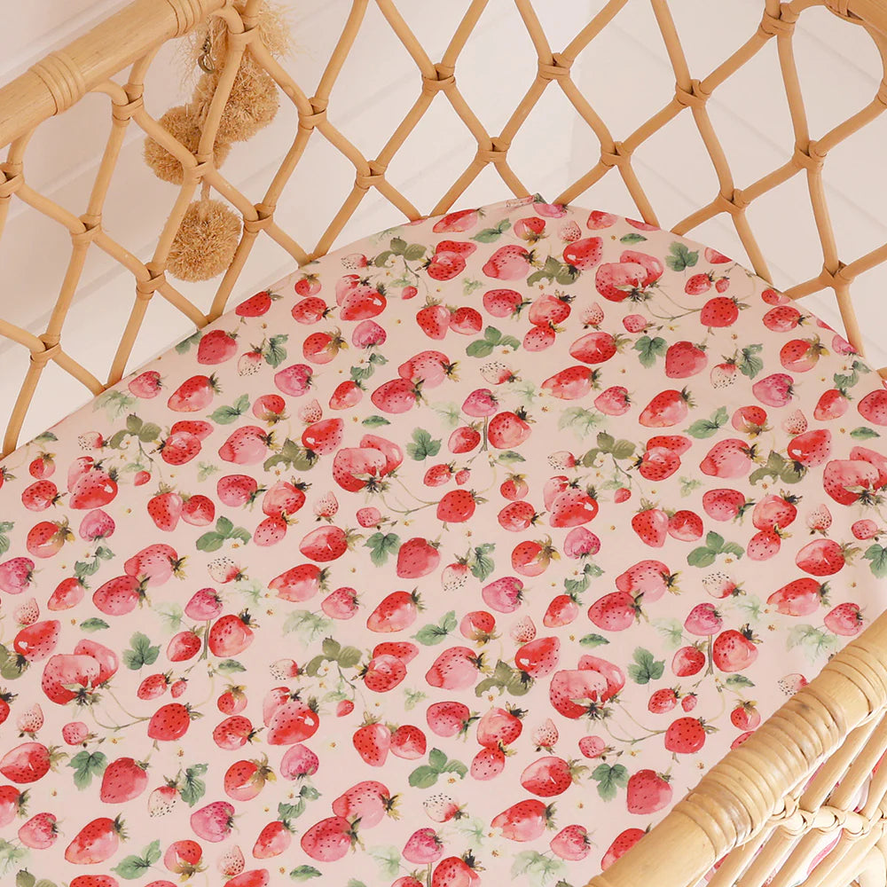 Snuggle Hunny Strawberry Organic Bassinet Sheet / Change Pad Cover