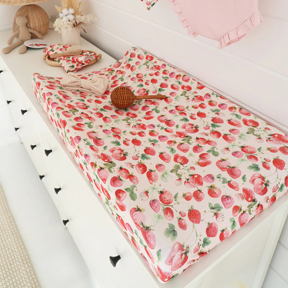 Snuggle Hunny Strawberry Organic Bassinet Sheet / Change Pad Cover