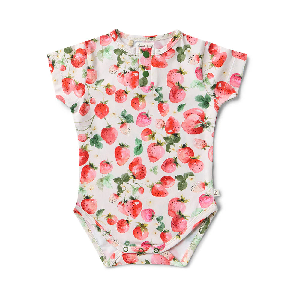 Snuggle Hunny Strawberry Short Sleeve Organic Bodysuit