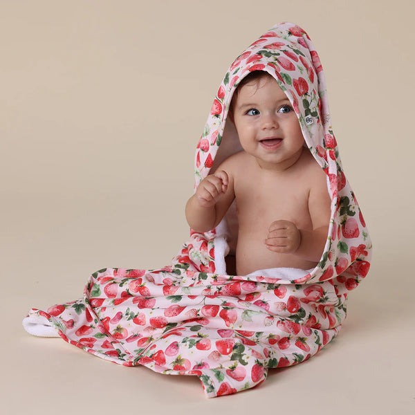 Snuggle Hunny Strawberry Organic Hooded Baby Towel