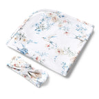 Snuggle Hunny Sweet Swallows Organic Jersey Wrap & Topknot Set