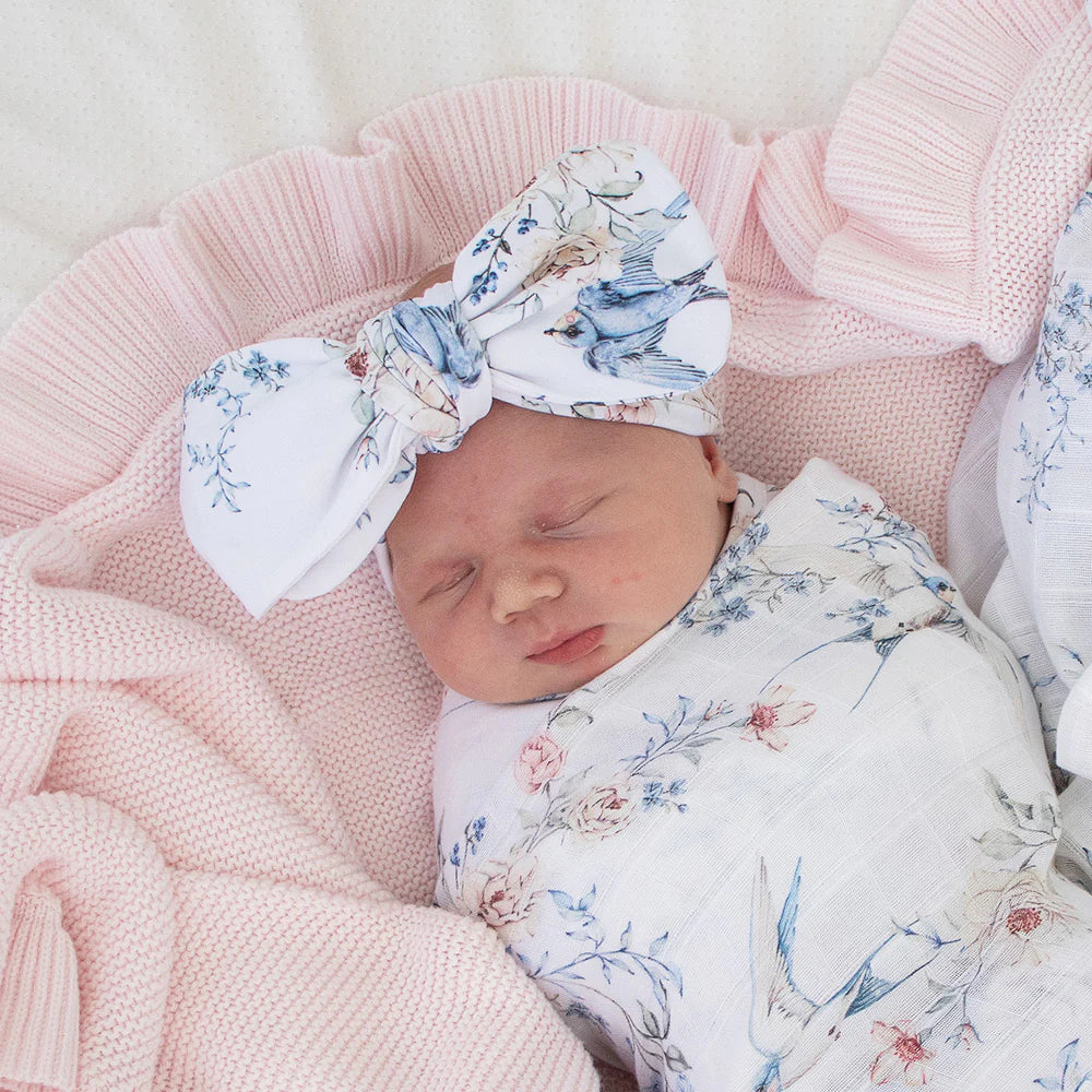 Snuggle Hunny Sweet Swallows Organic Oversized Bow