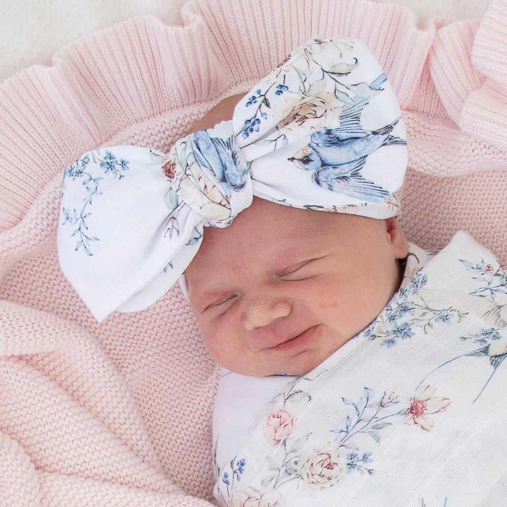 Snuggle Hunny Sweet Swallows Organic Oversized Bow