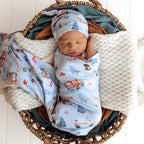 Snuggle Hunny To The Rescue Organic Jersey Wrap & Beanie Set