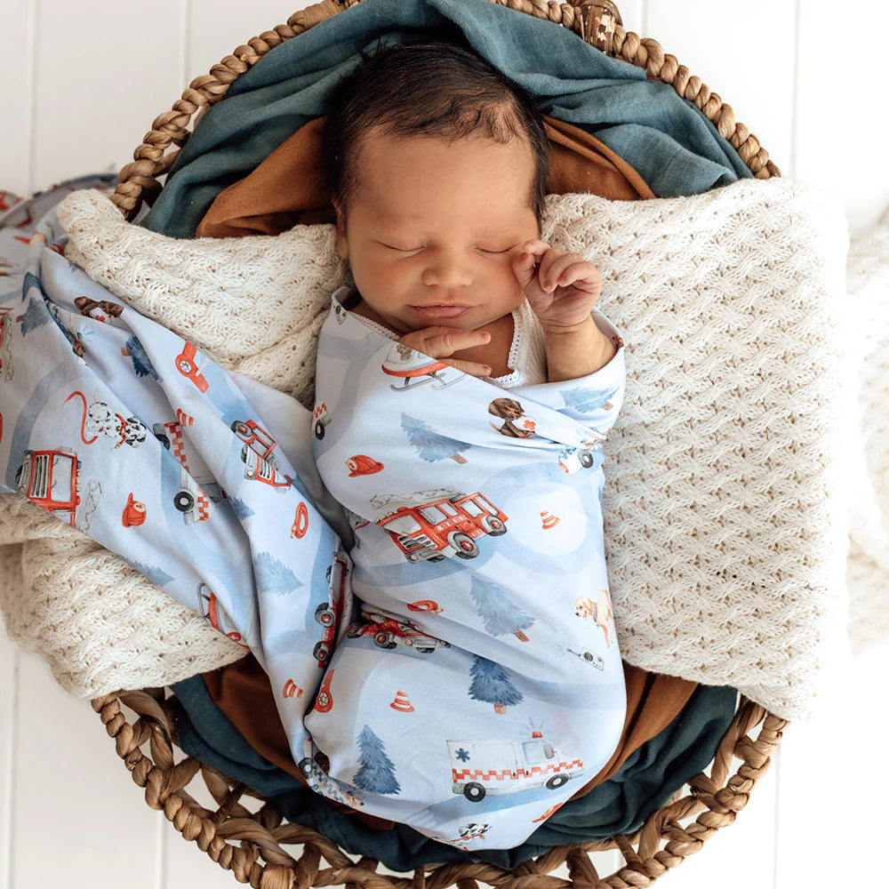 Snuggle Hunny To The Rescue Organic Jersey Wrap & Beanie Set