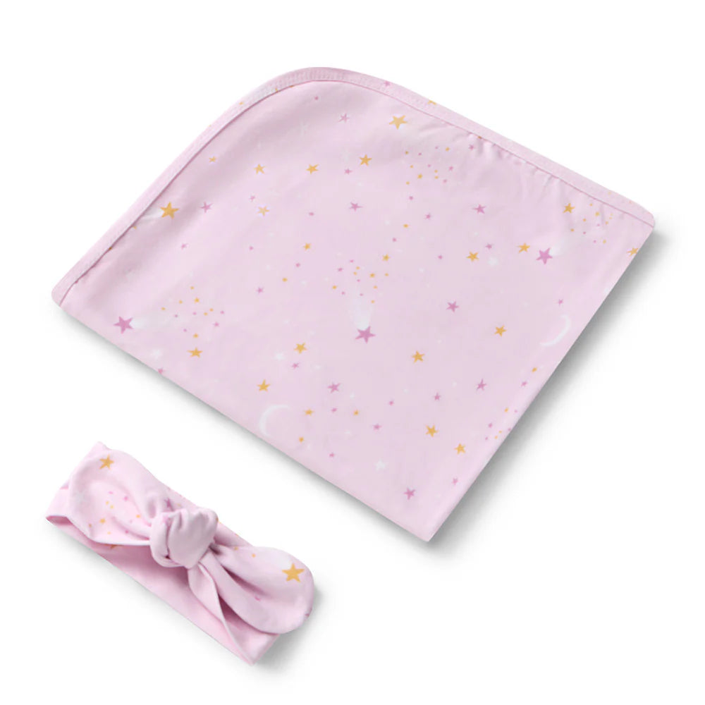 Snuggle Hunny Twinkle Organic Jersey Wrap & Beanie Set