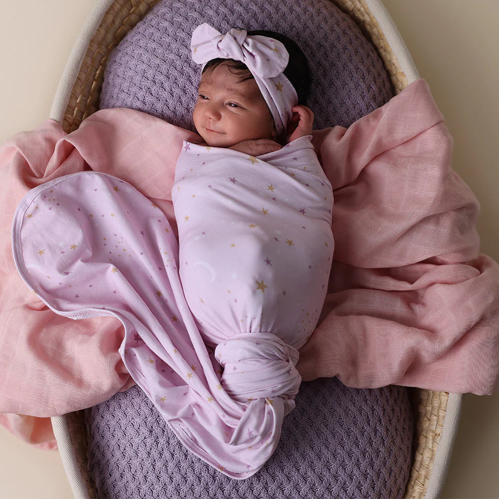 Snuggle Hunny - Organic Jersey Wrap & Topknot Set - Twinkle