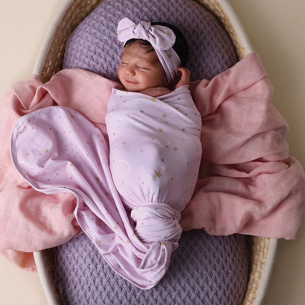 Snuggle Hunny - Organic Jersey Wrap & Topknot Set - Twinkle