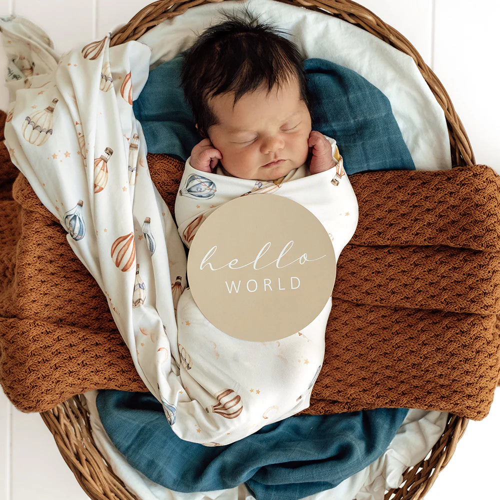 Snuggle Hunny Up & Away Organic Jersey Wrap & Beanie Set
