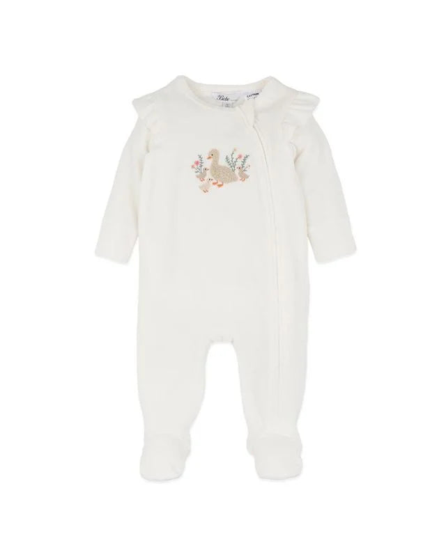 Bebe Emmy Velour Zip Onesie - Snow