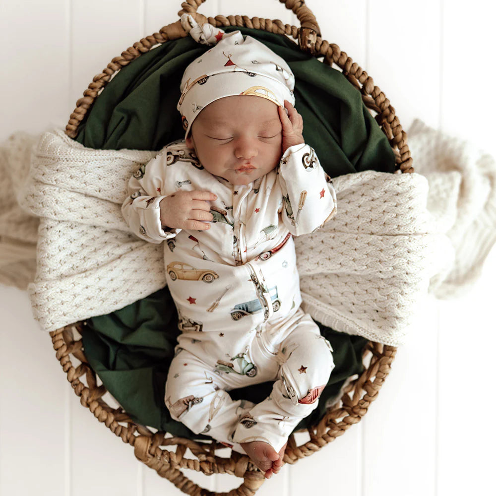 Snuggle Hunny Vintage Cars Organic Snugglesuit Convertible Romper