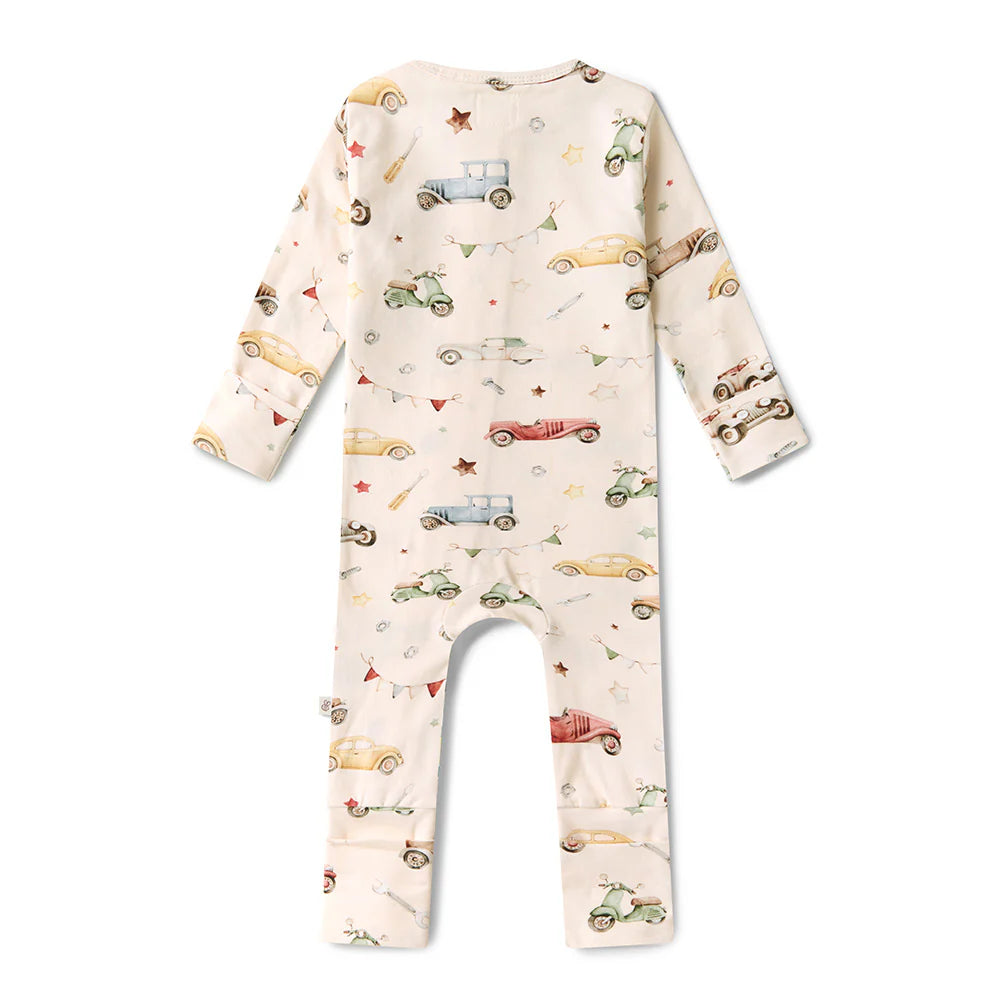 Snuggle Hunny Vintage Cars Organic Snugglesuit Convertible Romper
