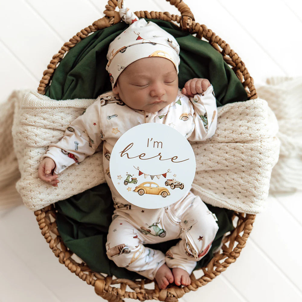 Snuggle Hunny Vintage Cars & Bronze Reversible Milestone Cards