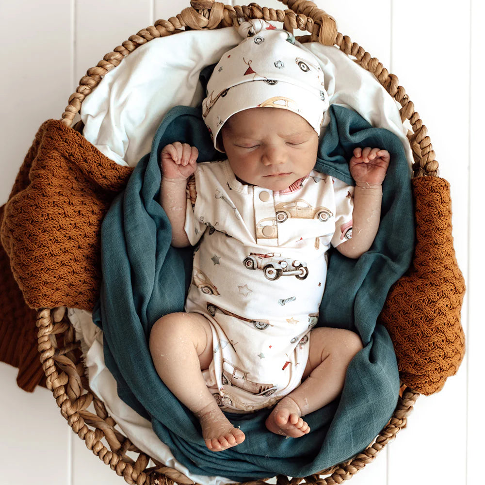 Snuggle Hunny Vintage Cars Short Sleeve Organic Bodysuit