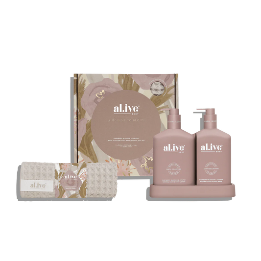 LIMITED EDITION Wash & Lotion Duo + Waffle Towel Gift Set - Raspberry Blossom & Juniper
