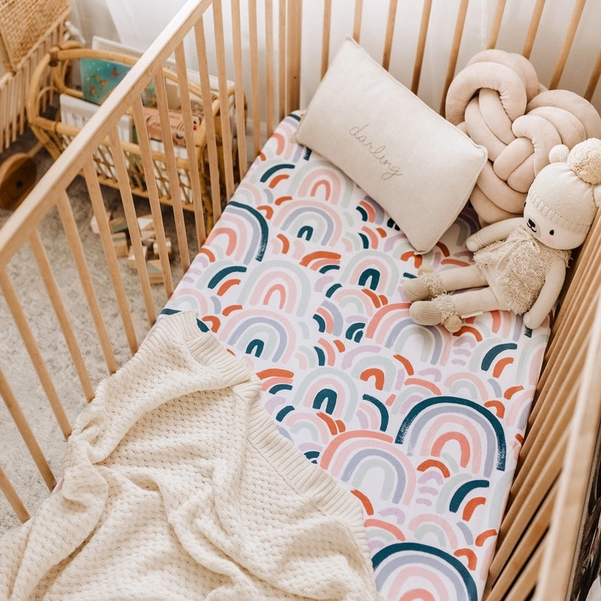Snuggle Hunny Fitted Cot Sheet - Rainbow