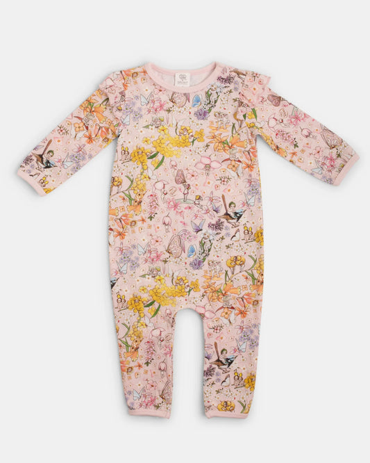 Walnut Melbourne May Gibbs Scout Frill Onesie - Rainbow Floral