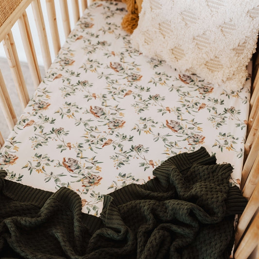 Snuggle Hunny Fitted Cot Sheet - Eucalyptus