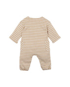 Wheat Gingham LS Romper