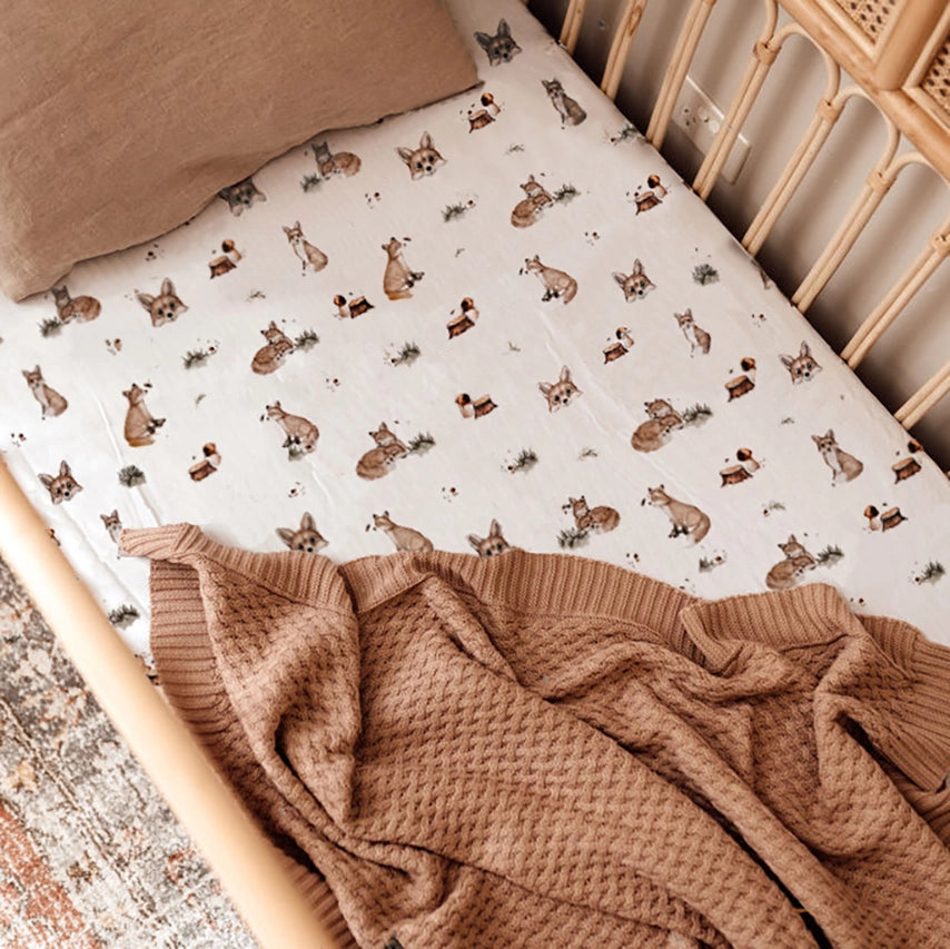 Snuggle Hunny Fitted Cot Sheet - Fox