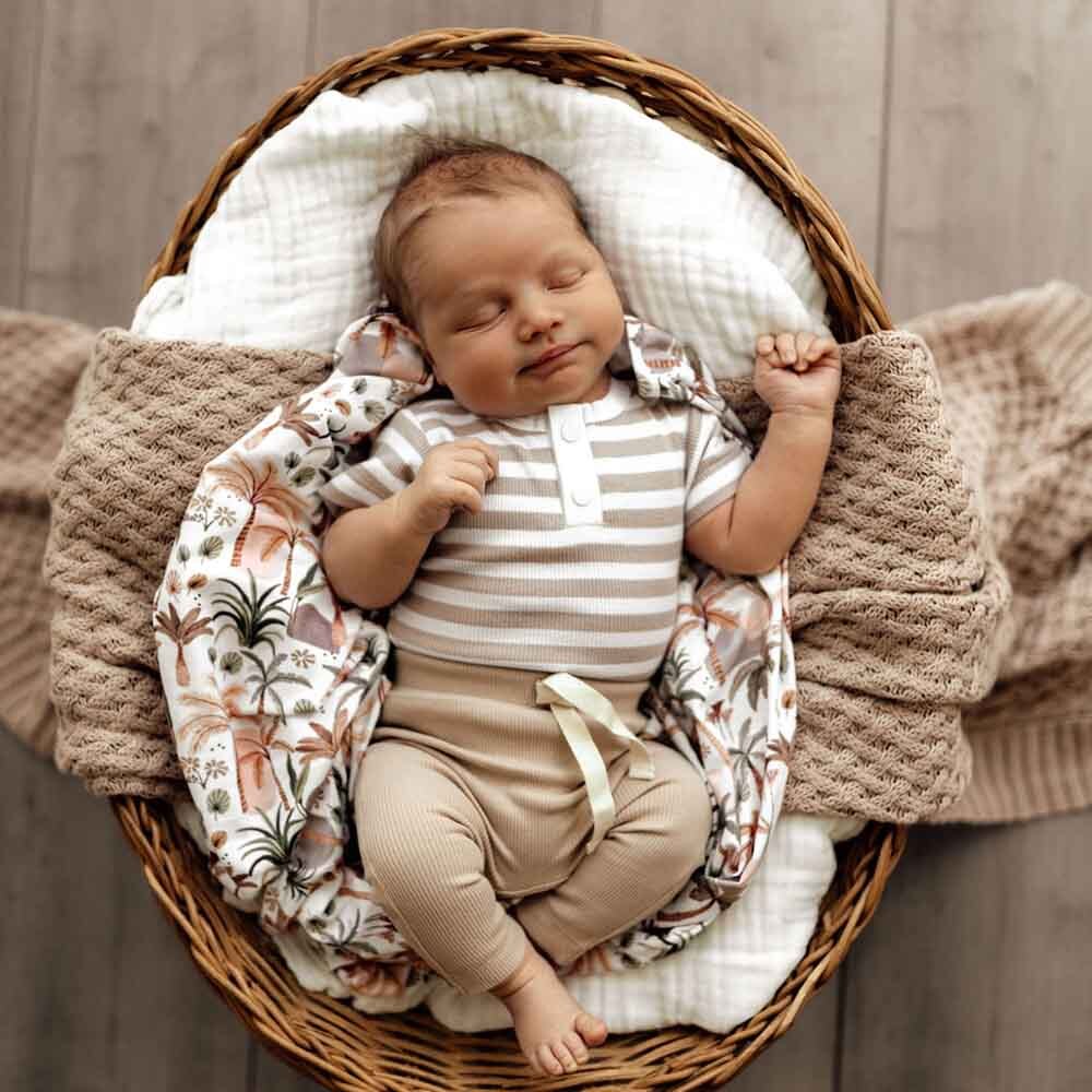 Snuggle Hunny Pebble Stripe Short Sleeve Organic Bodysuit