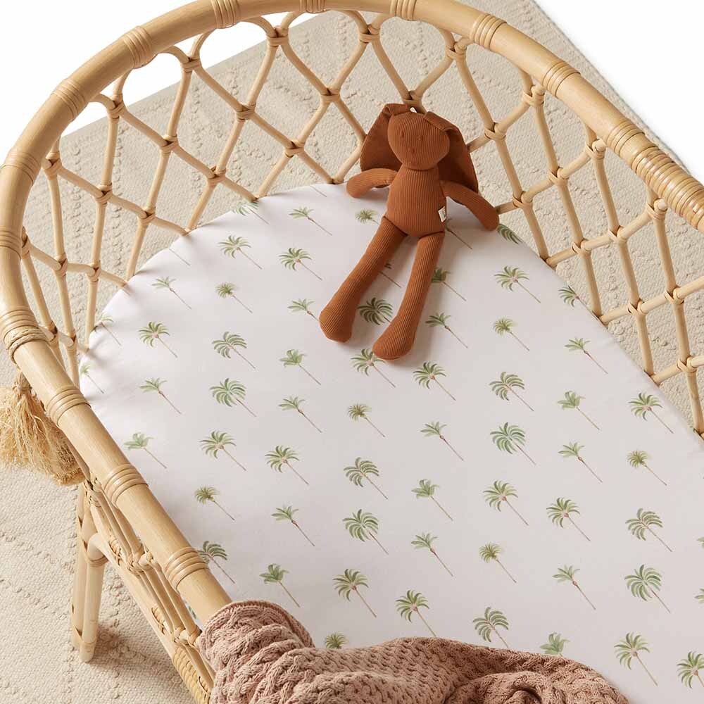 Snuggle Hunny Green Palm Bassinet Sheet / Change Pad Cover