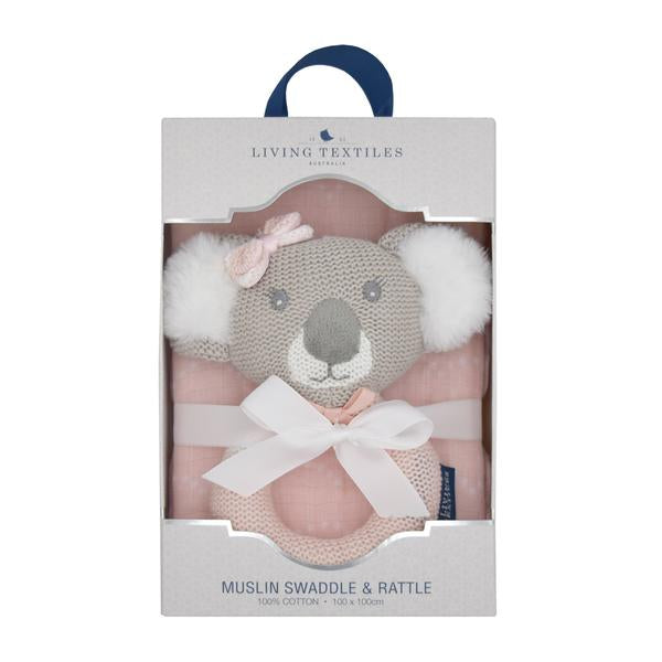 Living Textiles Chloe the Koala Rattle & Muslin Gift Set