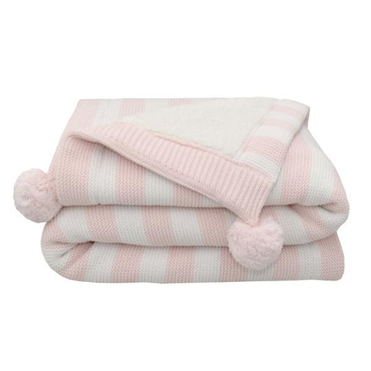 Living Textiles Luxe Pompom Sherpa Blanket - Pink