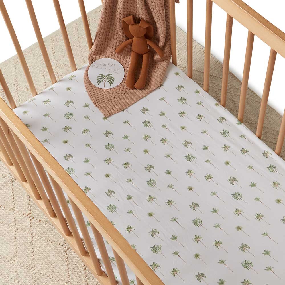 Snuggle Hunny Green Palm Fitted Cot Sheet
