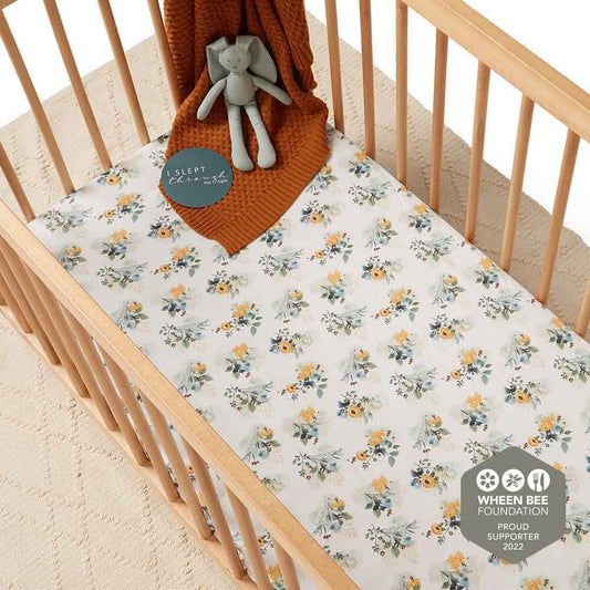 Snuggle Hunny Fitted Cot Sheet - Garden Bee
