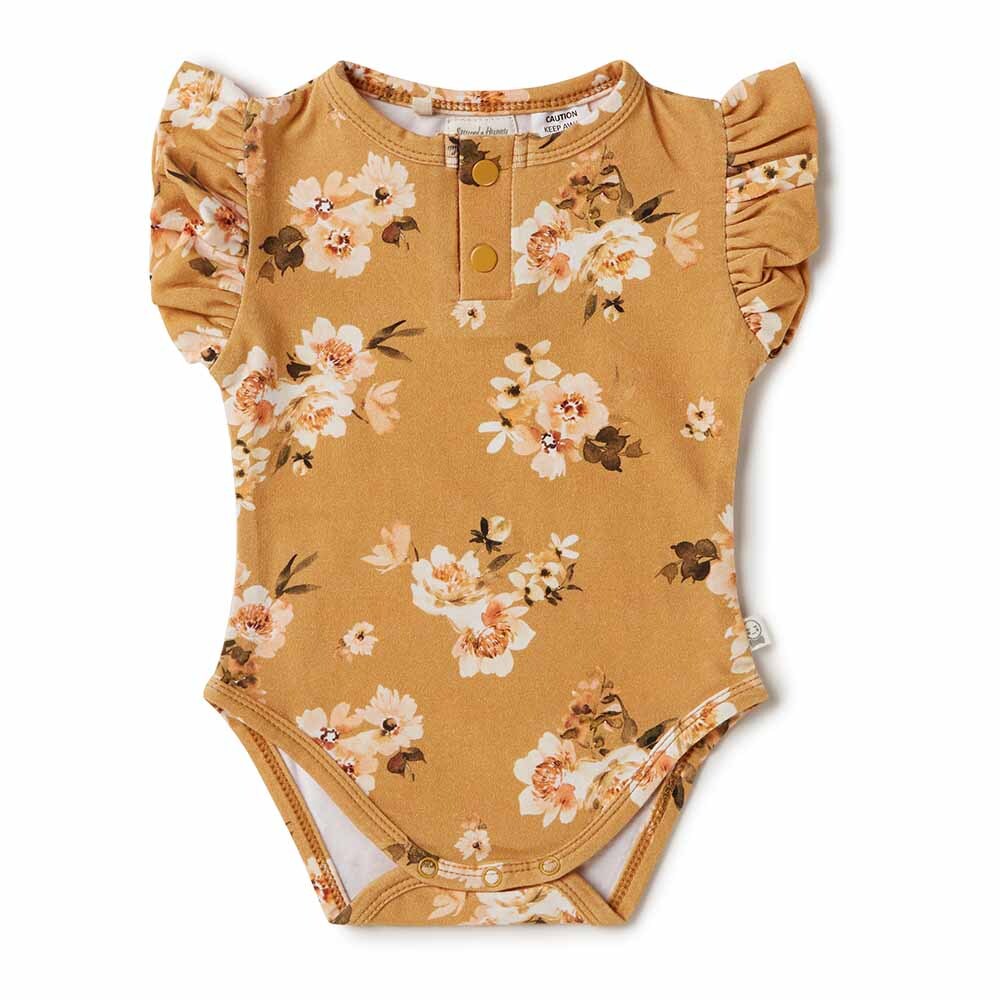 Snuggle Hunny Golden Flower Short Sleeve Organic Bodysuit