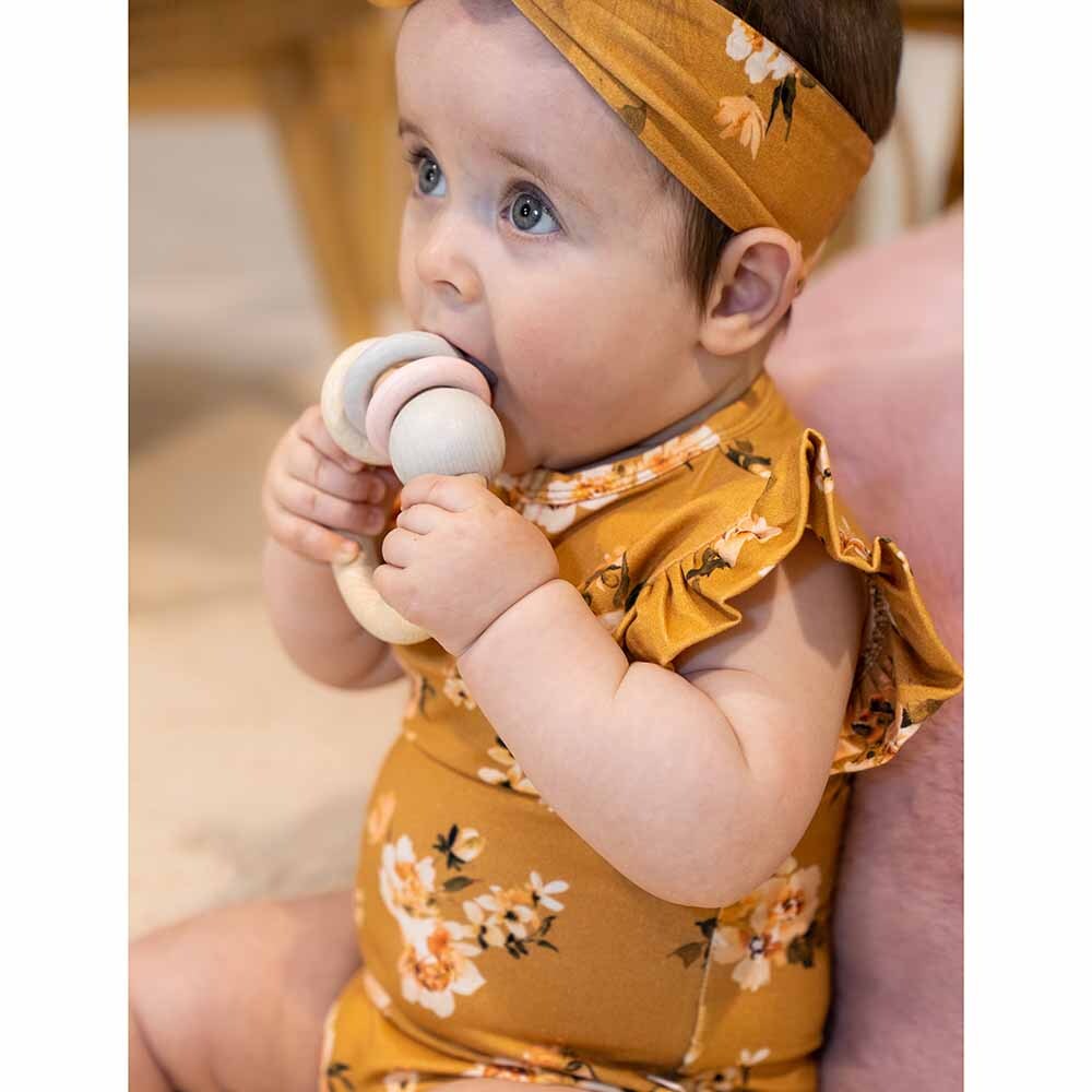 Snuggle Hunny Golden Flower Short Sleeve Organic Bodysuit