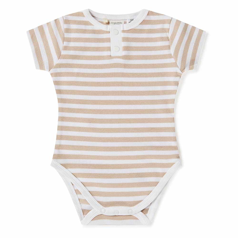 Snuggle Hunny Pebble Stripe Short Sleeve Organic Bodysuit