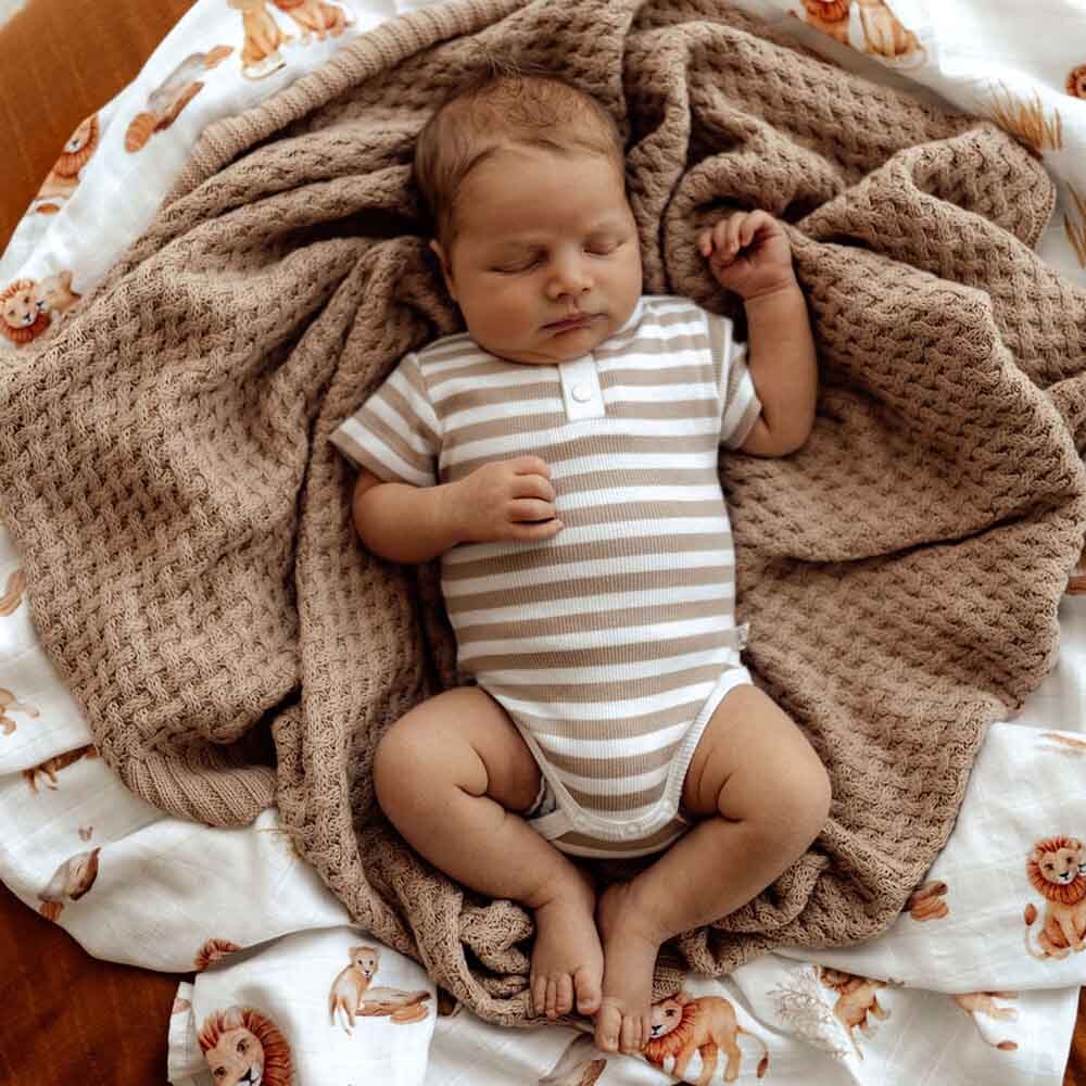 Snuggle Hunny Pebble Stripe Short Sleeve Organic Bodysuit